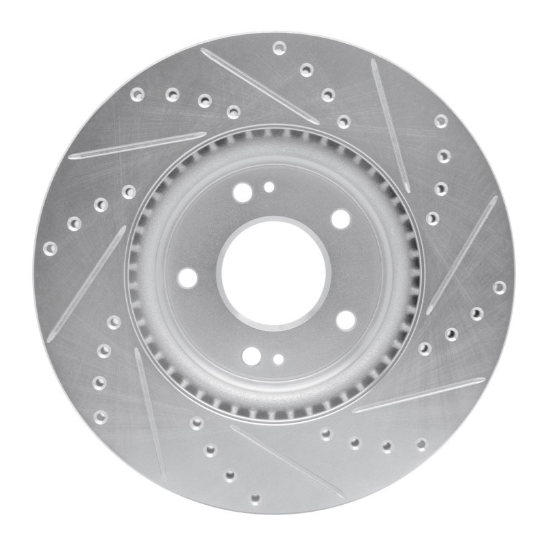Hyundai Elantra Brake Rotor (1) - Front Left - R1 Concepts - Drilled & Slotted - Silver - `20-`25